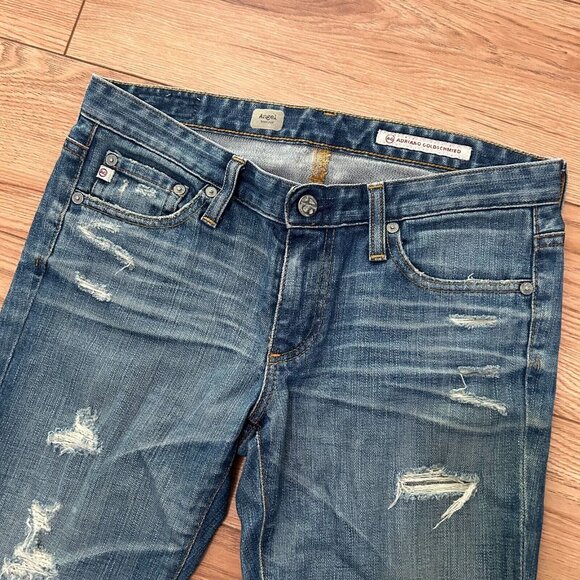 AG Adriano Goldschmied Angel Bootcut Jeans Womens Size 27 Distressed Light Wash - Picture 3 of 5